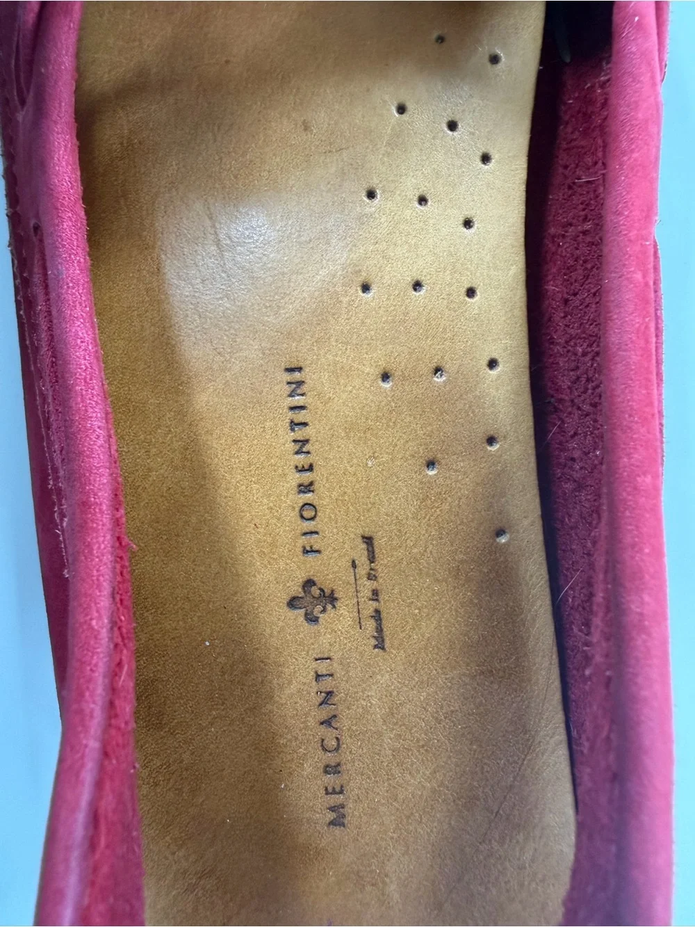 Mercanti Fiorentini Red Suede Moccasin Loafers